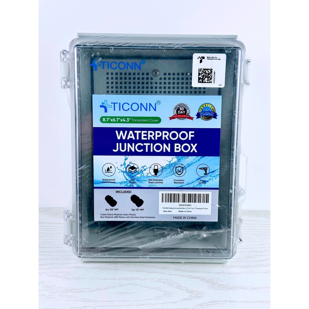 TICONN Waterproof Junction Box Transparent‎ Cover 304 Stainless Latches